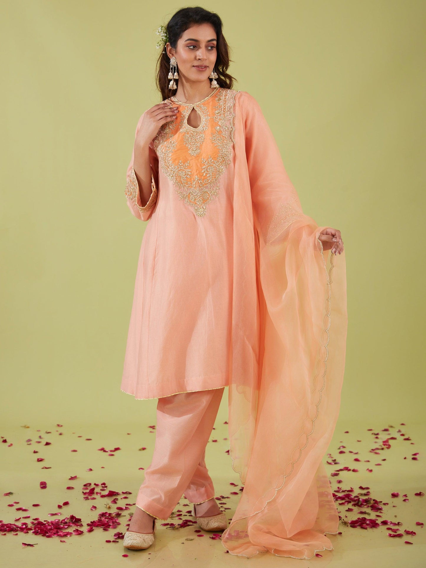 PINK SHORT KALIDAR KURTA WITH SALWAR AND PINK DUPATTA - Preeti s kapoor