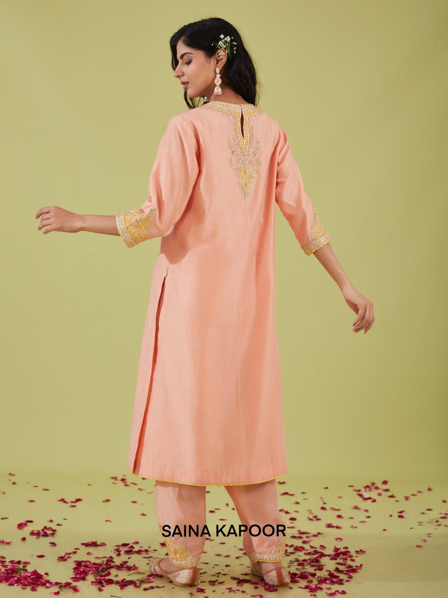 PINK LONG KURTA WITH SALWAR AND PINK DUPATTA - SAINA KAPOOR