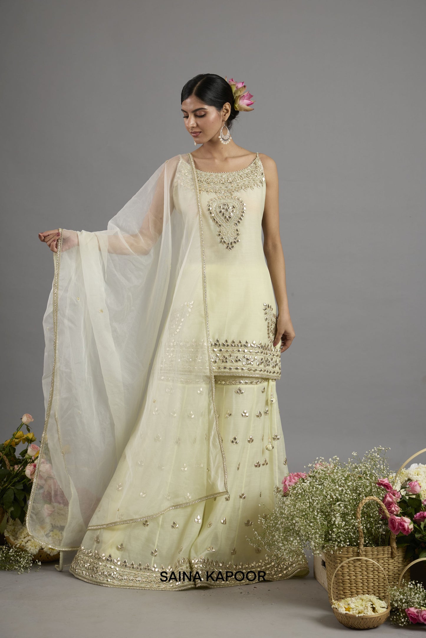 Afnan Gharara Kurta With Organza Dupatta - Saina Kapoor
