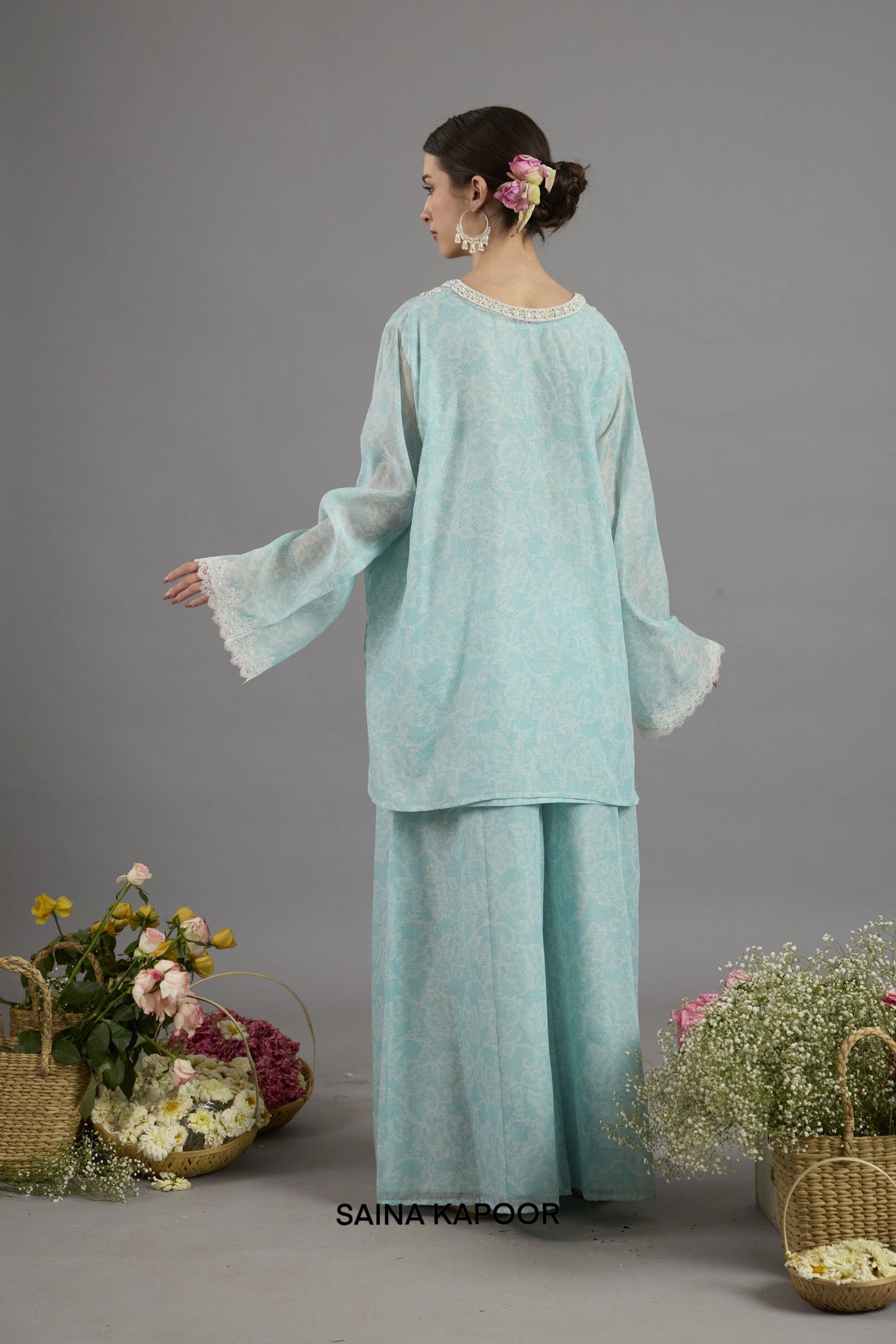 Short Kurta And Plazzo With Chanderi Dupatta - Saina Kapoor