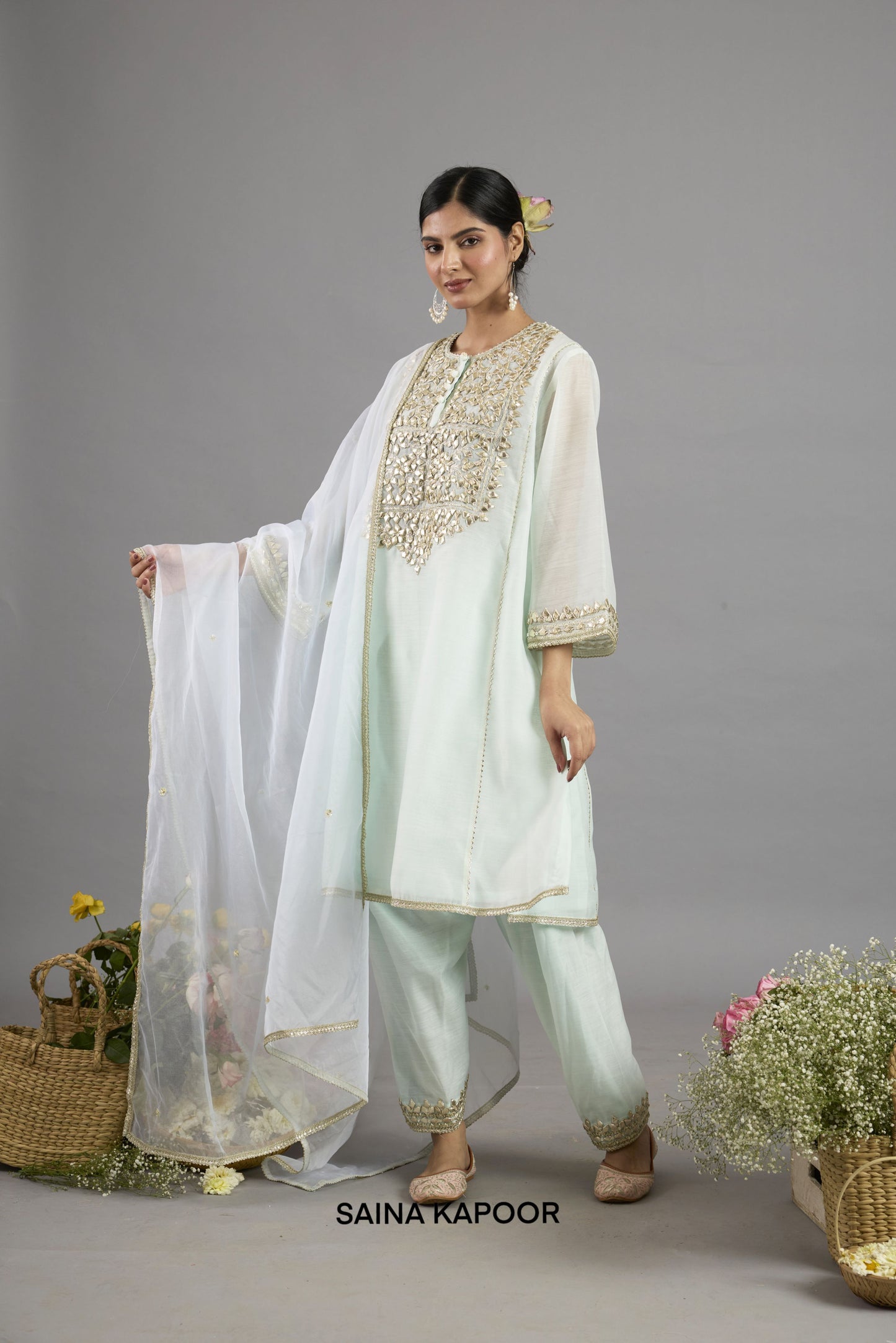 Aaliyah Long Choga With Salwar And Dupatta - Saina Kapoor