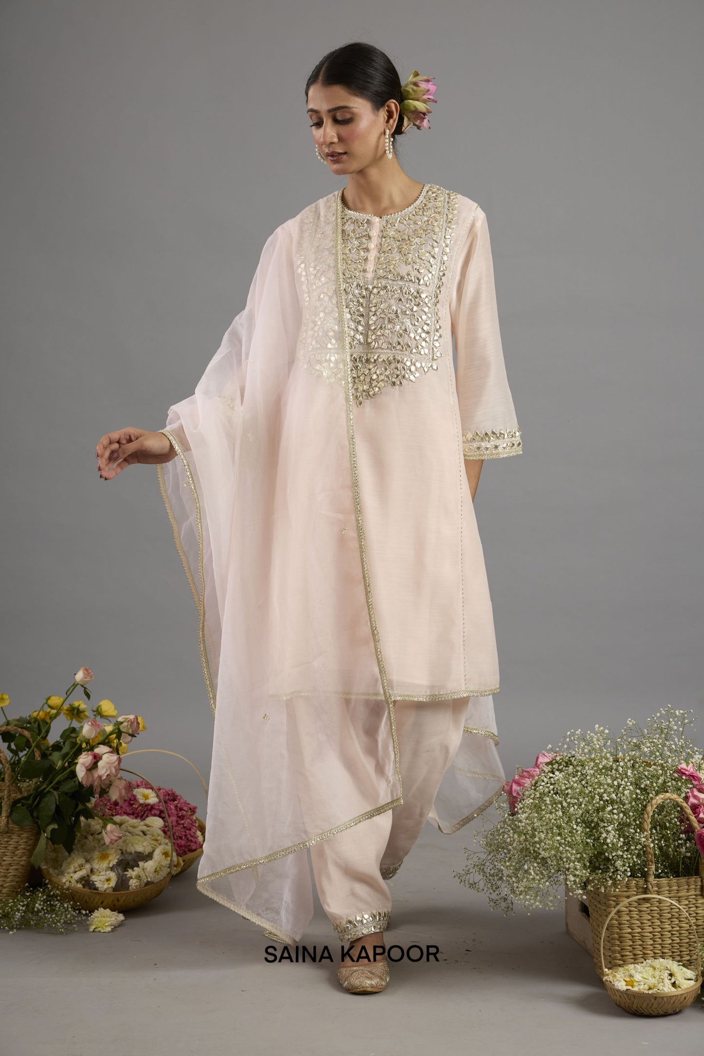 Aamina Long Choga With Salwar And Dupatta - Saina Kapoor