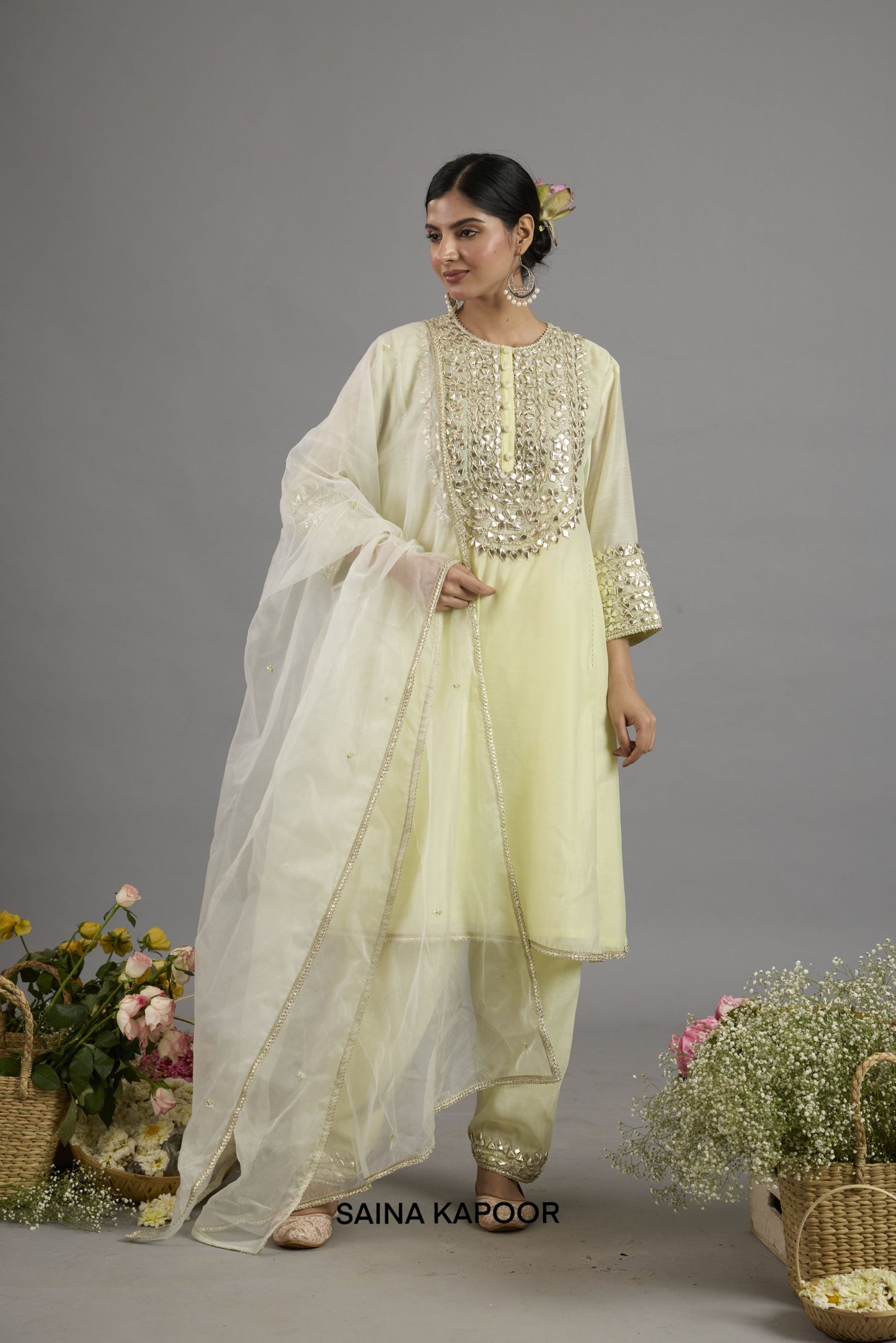 Alia A Line Kurta With Salwar And Dupatta - Saina Kapoor