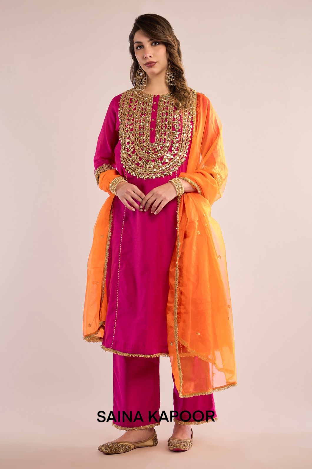 A LINE KURTA WITH PANT AND DUPATTA - SAINA KAPOOR