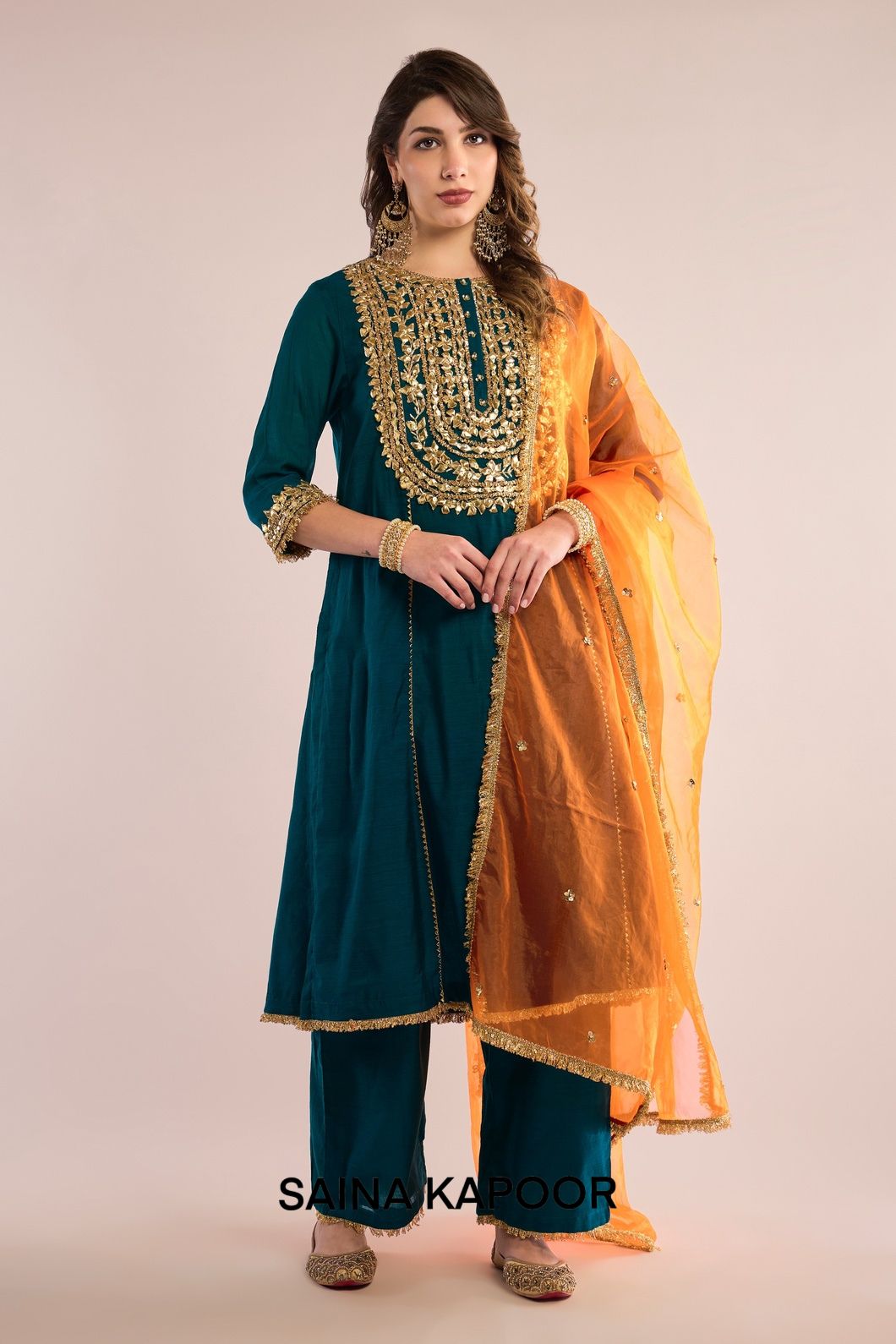 A LINE KURTA WITH PANT AND DUPATTA - SAINA KAPOOR