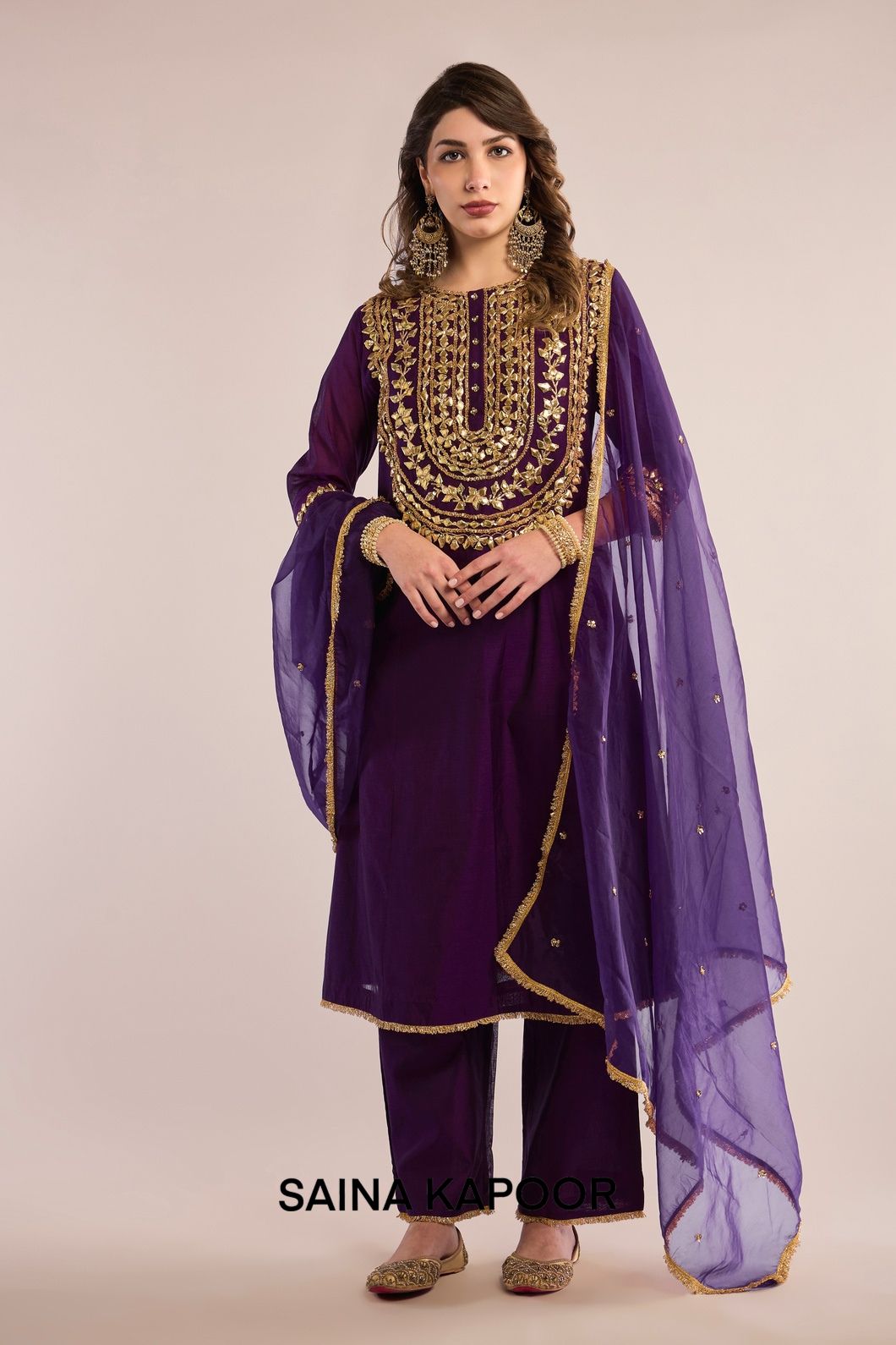 A LINE KURTA WITH PANT AND DUPATTA - SAINA KAPOOR