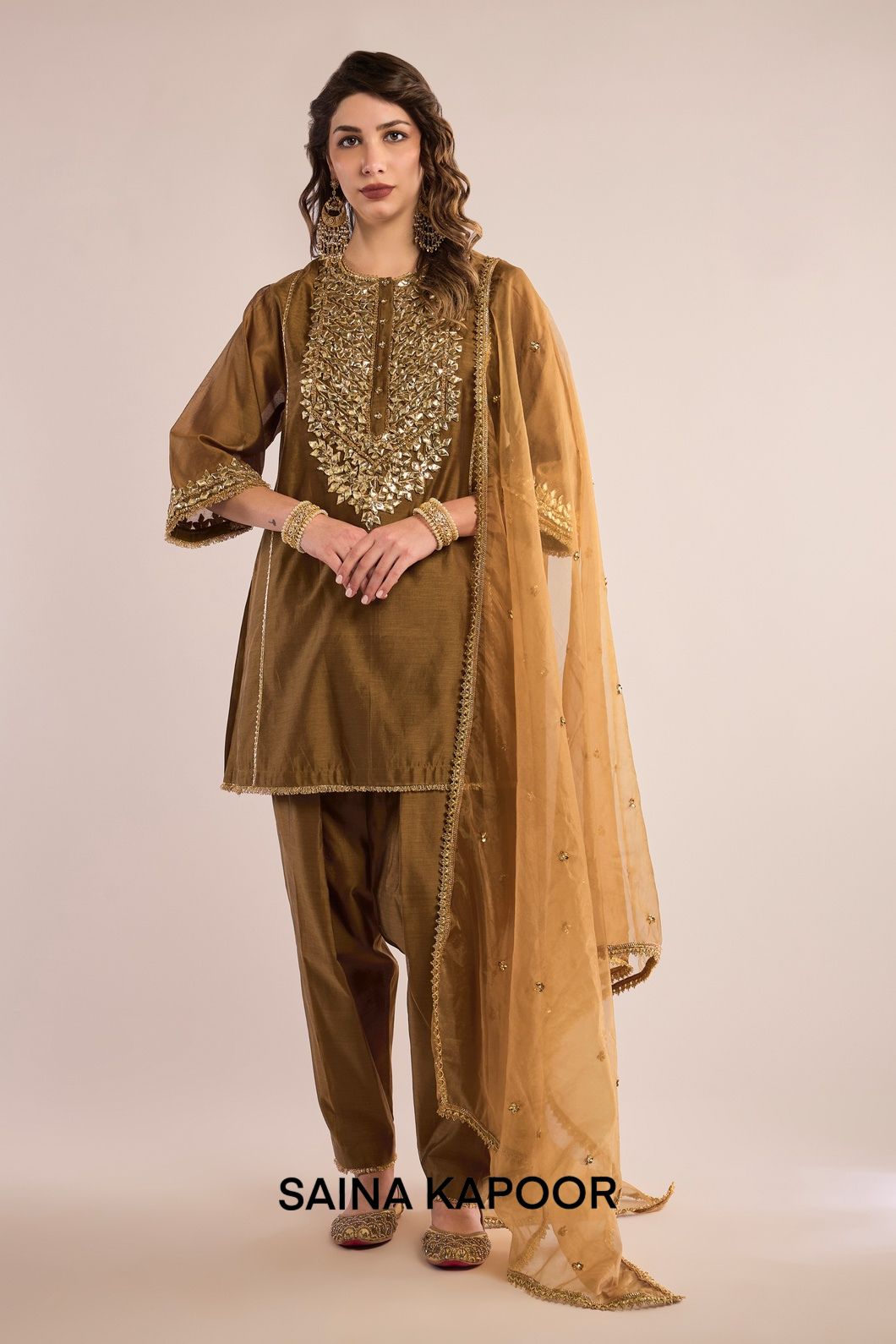 SHORT KURTA WITH SALWAR  AND DUPATTA - SAINA KAPOOR