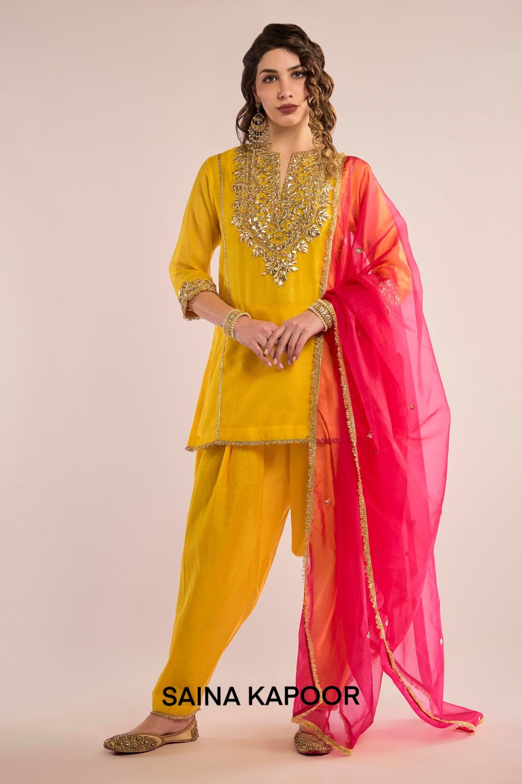 SHORT KURTA WITH SALWAR  AND DUPATTA - SAINA KAPOOR