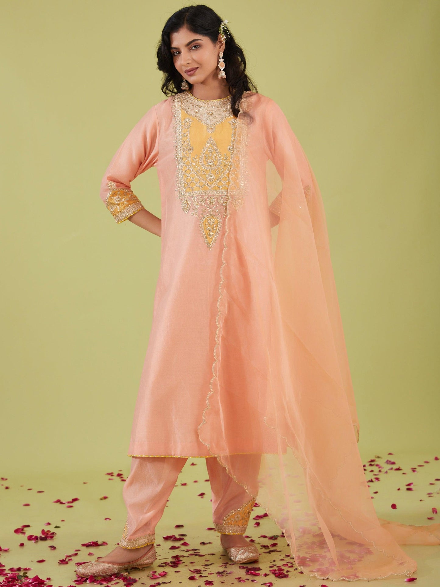 PINK LONG KURTA WITH SALWAR AND PINK DUPATTA - Preeti s kapoor