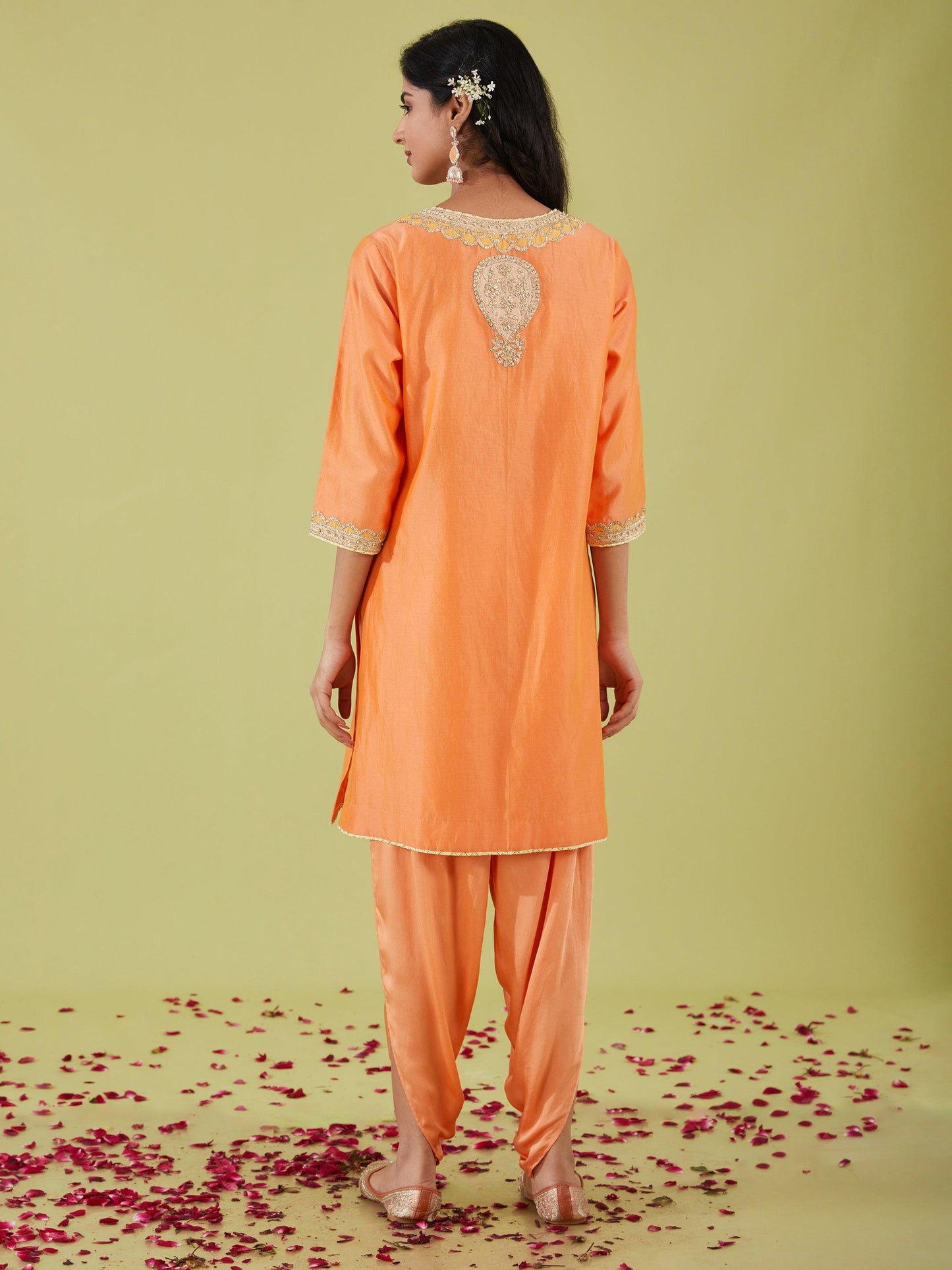 PEACH SHORT KURTA WITH PANTS - Preeti s kapoor