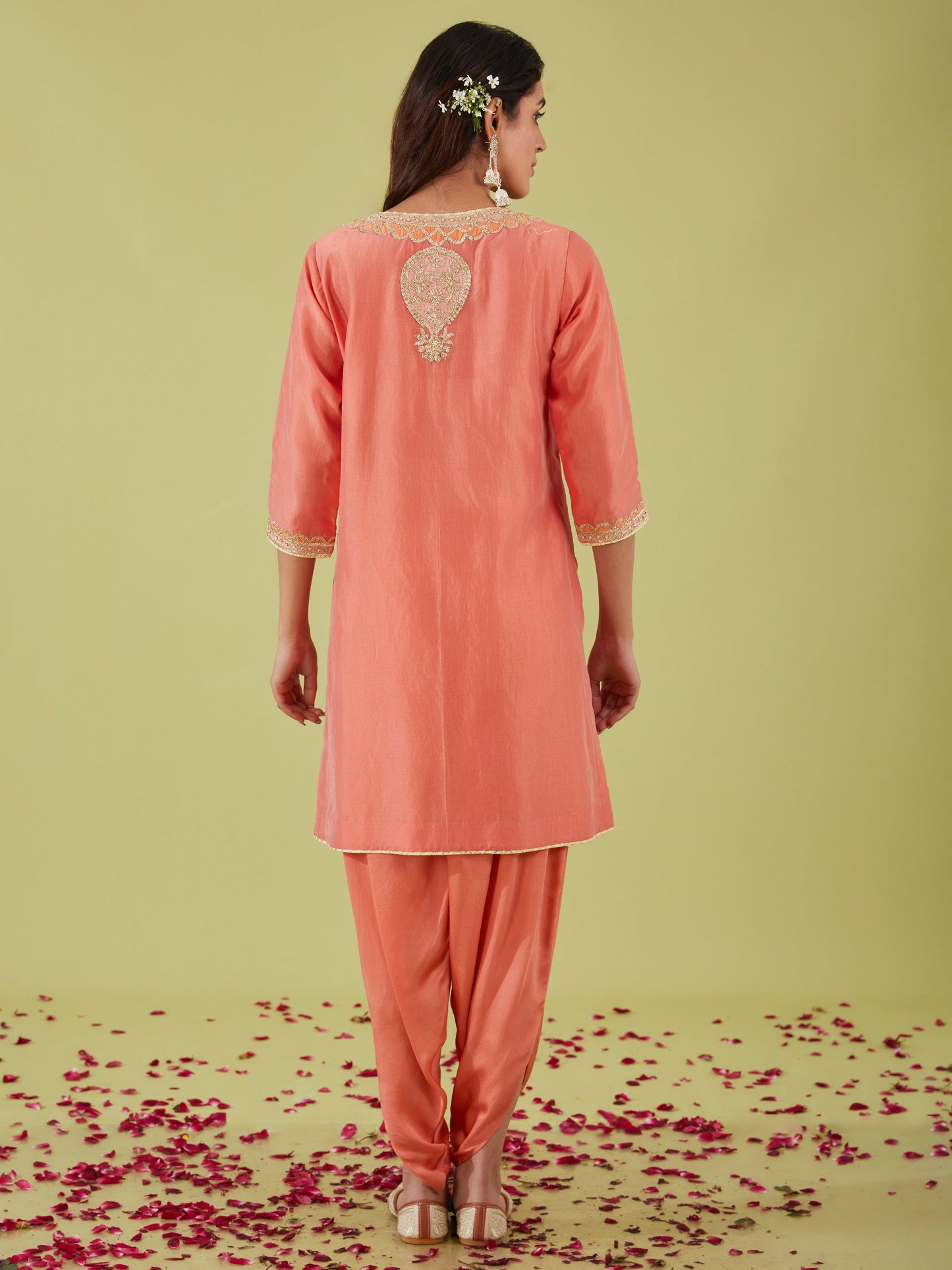 RUST PINK SHORT KURTA WITH PANTS - Preeti s kapoor